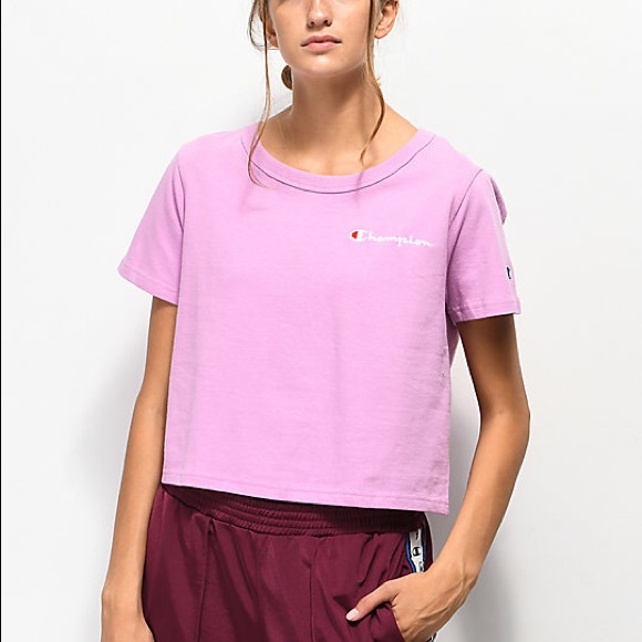 champion crop top pink